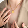 Wholesale Women's 316L Stainless Steel Goldplated Pendant Jewelry With Square Shape And Letters Numbers Text Pattern