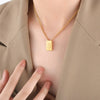 Wholesale Women's 316L Stainless Steel Goldplated Pendant Jewelry With Square Shape And Letters Numbers Text Pattern