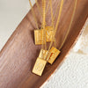 Wholesale Women's 316L Stainless Steel Goldplated Pendant Jewelry With Square Shape And Letters Numbers Text Pattern