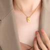 Wholesale Women's 316L Stainless Steel Goldplated Pendant Jewelry With Square Shape And Letters Numbers Text Pattern