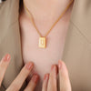 Wholesale Women's 316L Stainless Steel Goldplated Pendant Jewelry With Square Shape And Letters Numbers Text Pattern