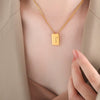 Wholesale Women's 316L Stainless Steel Goldplated Pendant Jewelry With Square Shape And Letters Numbers Text Pattern