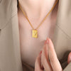 Wholesale Women's 316L Stainless Steel Goldplated Pendant Jewelry With Square Shape And Letters Numbers Text Pattern