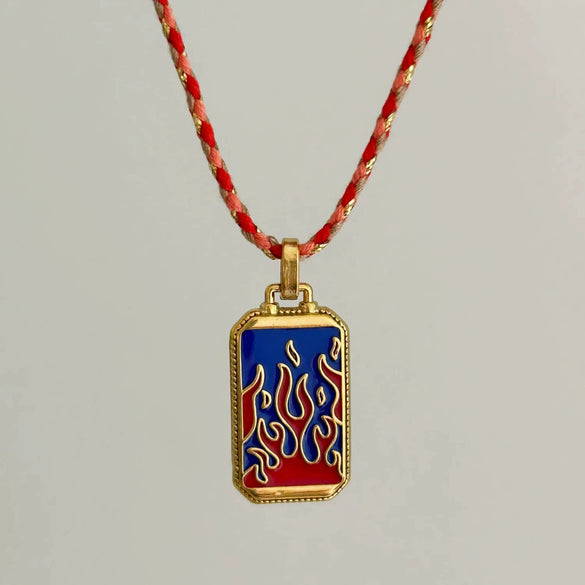 Wholesale Women's Titanium Steel Goldplated Retro Geometric Devil's Eye Necklace With Rope Chain