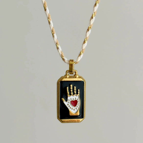 Wholesale Women's Titanium Steel Goldplated Retro Geometric Devil's Eye Necklace With Rope Chain