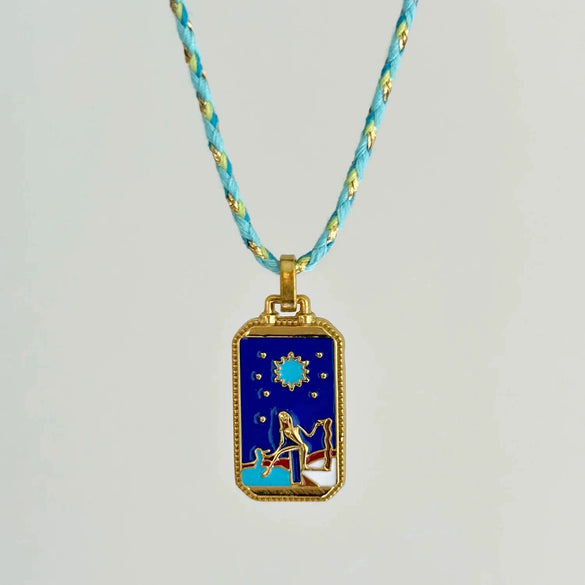 Wholesale Women's Titanium Steel Goldplated Retro Geometric Devil's Eye Necklace With Rope Chain