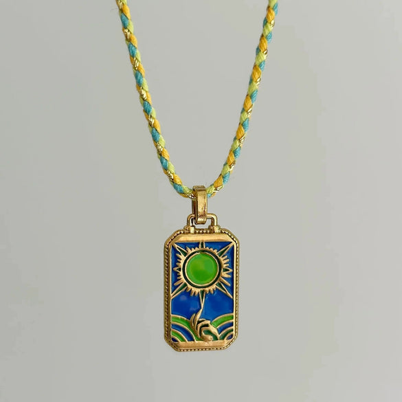 Wholesale Women's Titanium Steel Goldplated Retro Geometric Devil's Eye Necklace With Rope Chain