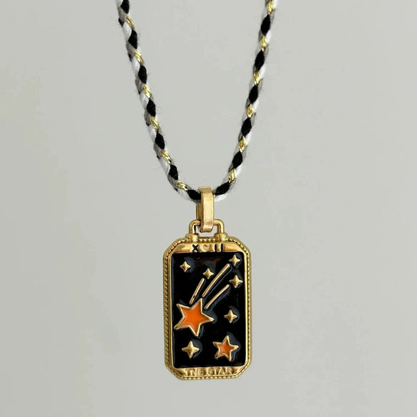 Wholesale Women's Titanium Steel Goldplated Retro Geometric Devil's Eye Necklace With Rope Chain