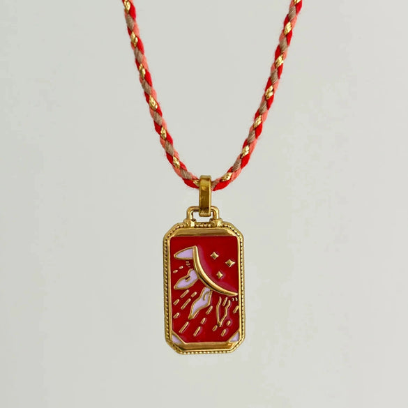 Wholesale Women's Titanium Steel Goldplated Retro Geometric Devil's Eye Necklace With Rope Chain