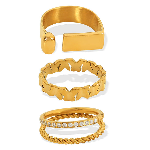 Wholesale Women's 316L Stainless Steel Goldplated Ring With Geometric Floral Pattern