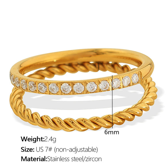 Wholesale Women's 316L Stainless Steel Goldplated Ring With Geometric Floral Pattern