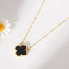 Wholesale Women's Titanium Steel Handmade Doublesided Fourleaf Clover Flower Pattern Clavicle Necklace