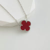 Wholesale Women's Titanium Steel Handmade Doublesided Fourleaf Clover Flower Pattern Clavicle Necklace