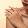 Wholesale Women's 316L Stainless Steel Heart And Geometric Opening Ring With Electroplating