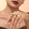 Wholesale Women's 316L Stainless Steel Heart And Geometric Opening Ring With Electroplating