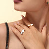 Wholesale Women's 316L Stainless Steel Heart And Geometric Opening Ring With Electroplating