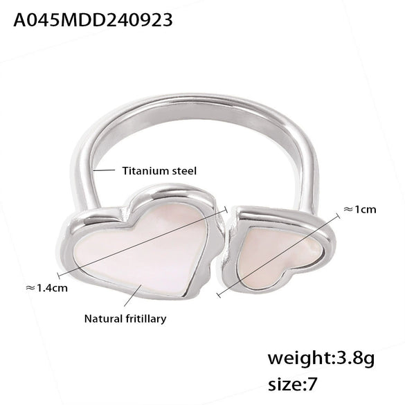 Wholesale Women's 316L Stainless Steel Heart And Geometric Opening Ring With Electroplating