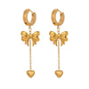 Wholesale Women's Titanium Steel Heart Bow Tassel Diamond Earrings Allmatch Geometric Style