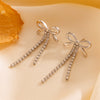 Wholesale Women's Titanium Steel Heart Bow Tassel Diamond Earrings Allmatch Geometric Style