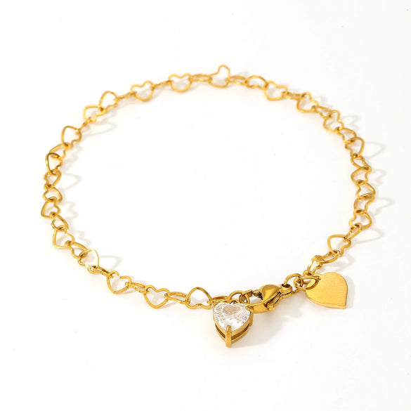 Wholesale Women's Titanium Steel Heart Bracelet With Electroplating Design