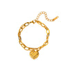 Wholesale Women's Titanium Steel Heart Geometric Allmatch Electroplated Doublelayer Mesh Love Bracelet