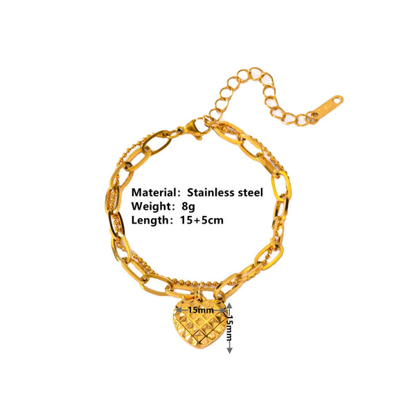 Wholesale Women's Titanium Steel Heart Geometric Allmatch Electroplated Doublelayer Mesh Love Bracelet