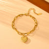 Wholesale Women's Titanium Steel Heart Geometric Allmatch Electroplated Doublelayer Mesh Love Bracelet