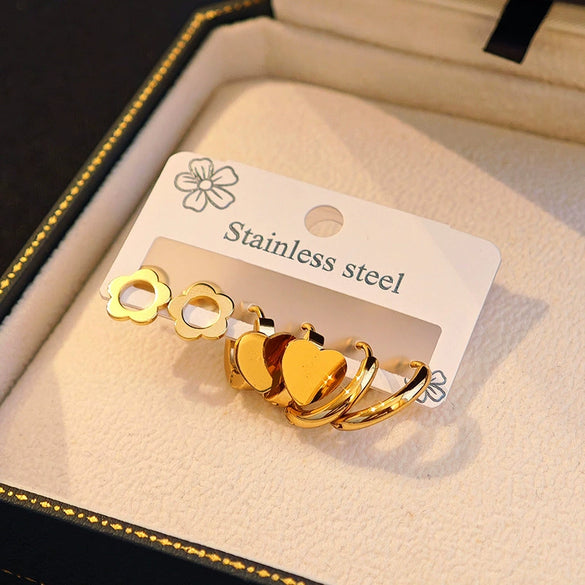 Wholesale Women's Titanium Steel Heart Shape Electroplating Fashionable Earrings