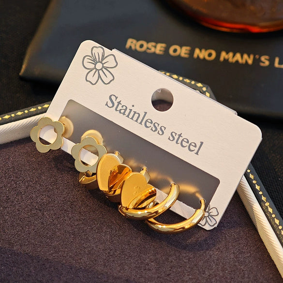 Wholesale Women's Titanium Steel Heart Shape Electroplating Fashionable Earrings