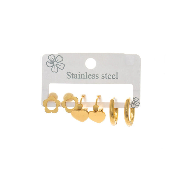 Wholesale Women's Titanium Steel Heart Shape Electroplating Fashionable Earrings