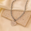 Wholesale Women's Titanium Steel Heart Shape Pendant O Word Chain Necklace With Electroplating