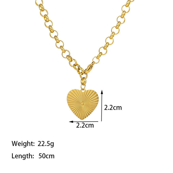 Wholesale Women's Titanium Steel Heart Shape Pendant O Word Chain Necklace With Electroplating