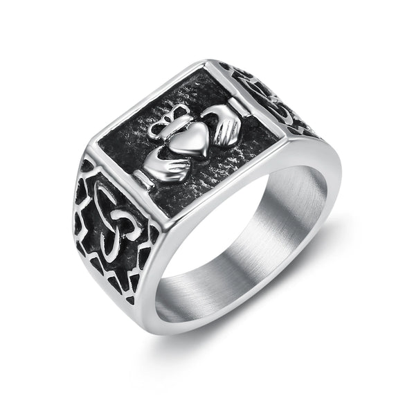 Wholesale Women's Titanium Steel Heart Shape Ring With Celtic Logo And Electroplating Design