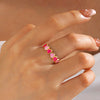 Wholesale Women's Titanium Steel Heart Shape Ring With Pink Drop Oil Love Pattern And Electroplating Process