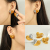 Wholesale Women's 316L Stainless Steel Heart Shaped Electroplated Fashion Allmatch Earrings