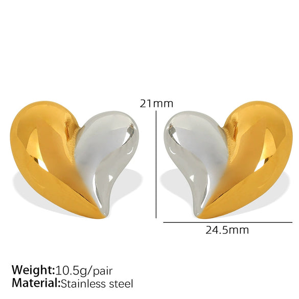Wholesale Women's 316L Stainless Steel Heart Shaped Electroplated Fashion Allmatch Earrings