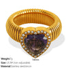 Wholesale Women's 316L Stainless Steel Heart Shaped Electroplated Fashion Luxury Ring