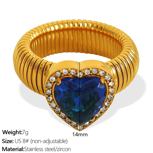 Wholesale Women's 316L Stainless Steel Heart Shaped Electroplated Fashion Luxury Ring