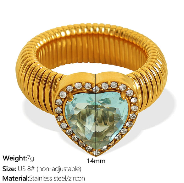 Wholesale Women's 316L Stainless Steel Heart Shaped Electroplated Fashion Luxury Ring