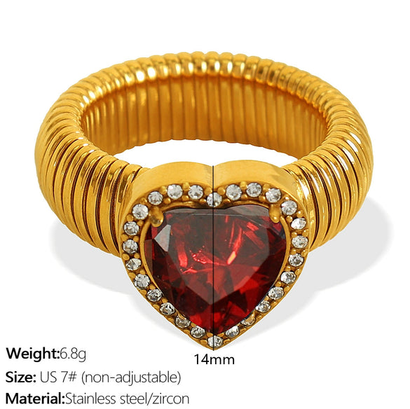 Wholesale Women's 316L Stainless Steel Heart Shaped Electroplated Fashion Luxury Ring