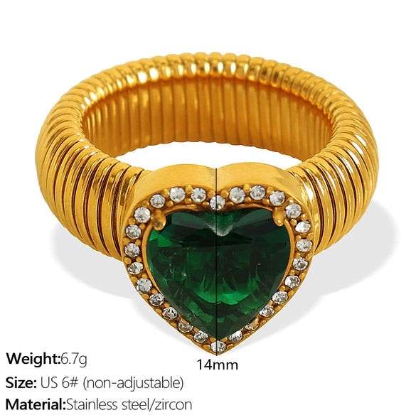 Wholesale Women's 316L Stainless Steel Heart Shaped Electroplated Fashion Luxury Ring