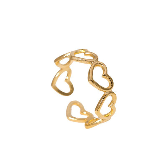Wholesale Women's Titanium Steel Heartd Open Ring With Electroplating Simple Niche Cold Wind Style