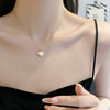 Wholesale Women's Titanium Steel Heart Shell Geometric Pattern Nonfading Necklace Set With Diamonds