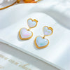 Wholesale Women's Titanium Steel Heartshaped Colorful Pearl Pendant Ear Studs With Electroplating