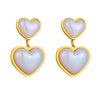 Wholesale Women's Titanium Steel Heartshaped Colorful Pearl Pendant Ear Studs With Electroplating