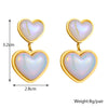 Wholesale Women's Titanium Steel Heartshaped Colorful Pearl Pendant Ear Studs With Electroplating