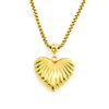 Wholesale Women's Titanium Steel Heartshaped Electroplated Necklace With Square Pearl Chain