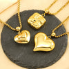 Wholesale Women's Titanium Steel Heartshaped Electroplated Necklace With Square Pearl Chain