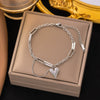 Wholesale Women's Titanium Steel Heartshaped Geometric Real Gold Plated Cross Chain Necklace Jewelry Set