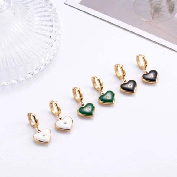 Wholesale Women's Titanium Steel Heartshaped Light Luxury Threedimensional Earrings With Electroplating Treatment